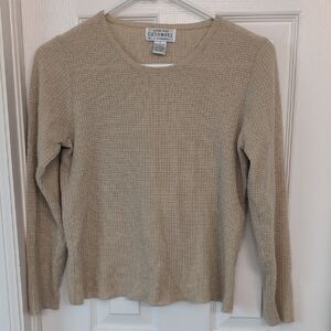Sutton Studio Cashmere Blend Tan Crew Neck Sweater